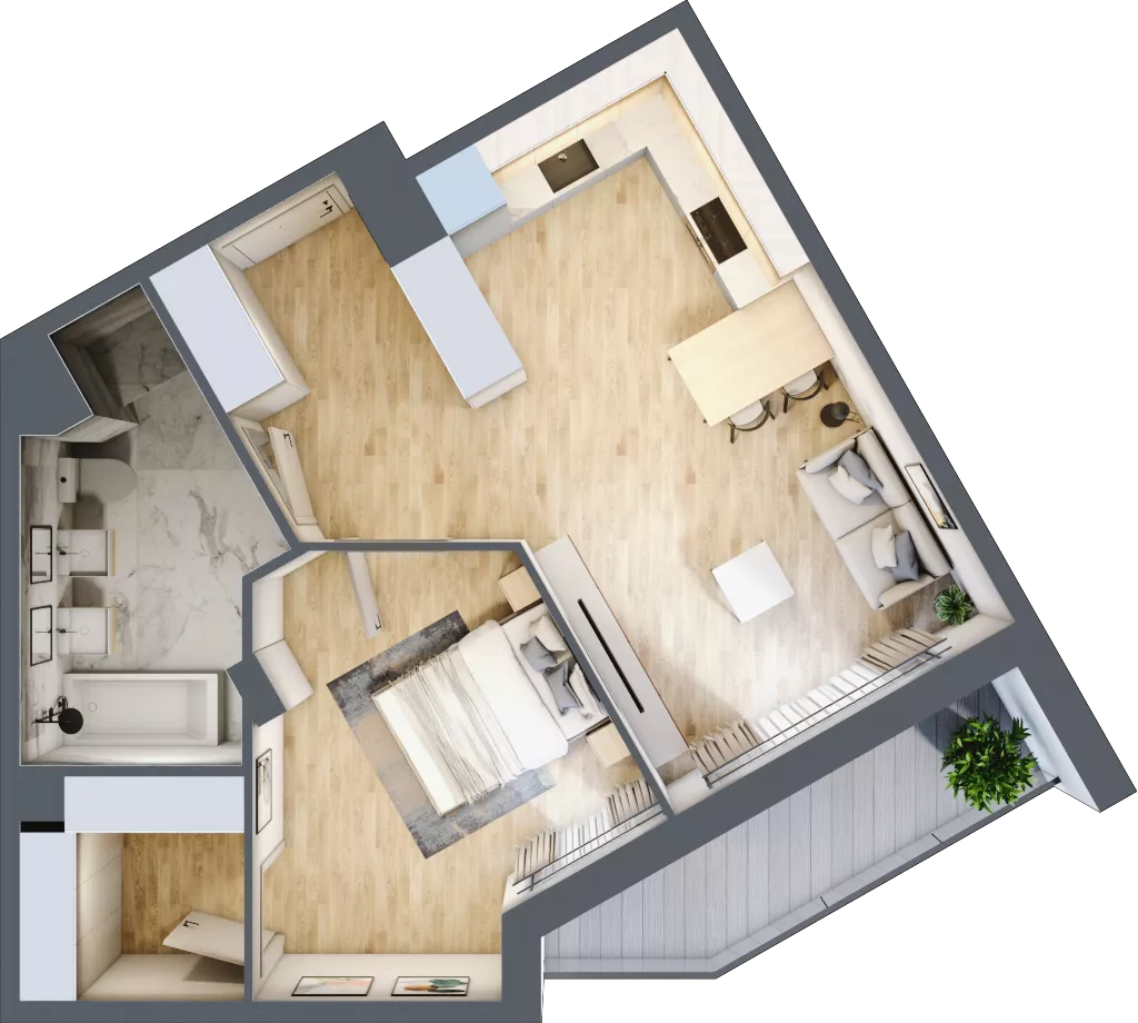 2 pokoje, mieszkanie 48,84 m², piętro 3, oferta nr C/M60/3, Stara Cegielnia etap III, Mielec, ul. Wojsławska 1