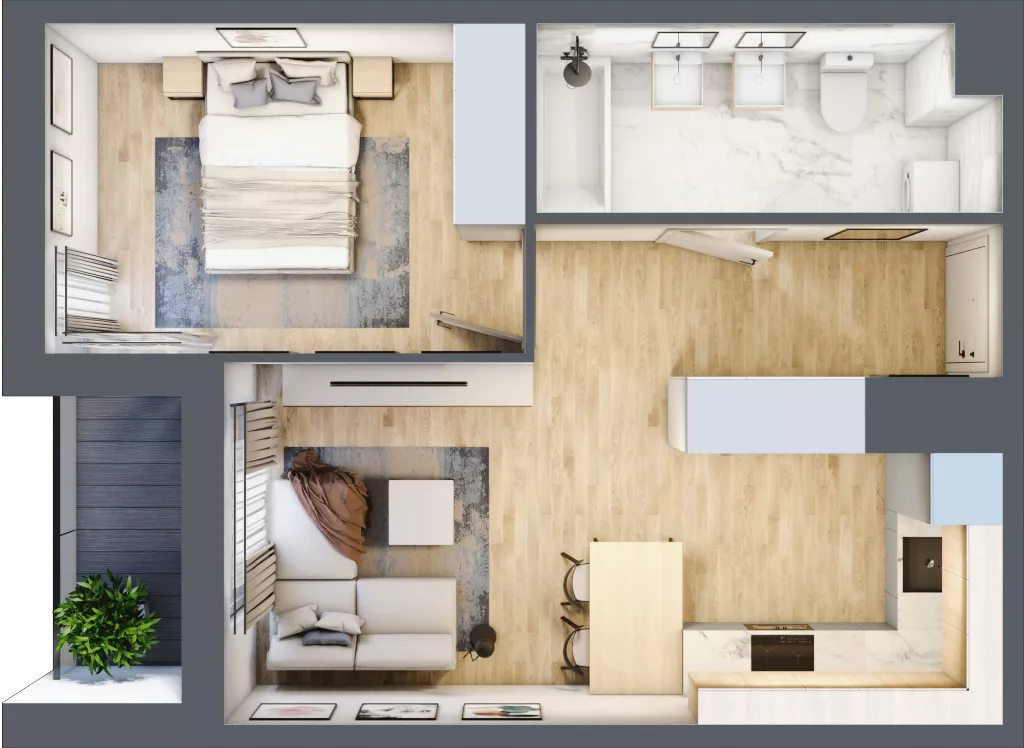 2 pokoje, mieszkanie 40,19 m², piętro 5, oferta nr C/M75/5, Stara Cegielnia etap III, Mielec, ul. Wojsławska 1