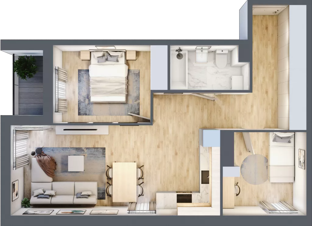 3 pokoje, mieszkanie 58,68 m², piętro 3, oferta nr D/M21/3, Stara Cegielnia etap III, Mielec, ul. Wojsławska 1