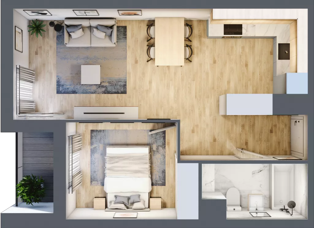 2 pokoje, mieszkanie 43,75 m², piętro 1, oferta nr D/M2/1, Stara Cegielnia etap III, Mielec, ul. Wojsławska 1