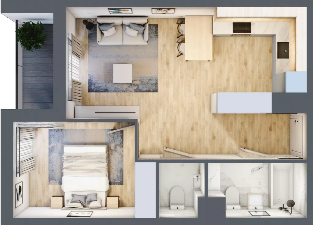 2 pokoje, mieszkanie 43,29 m², piętro 2, oferta nr D/M10/2, Stara Cegielnia etap III, Mielec, ul. Wojsławska 1