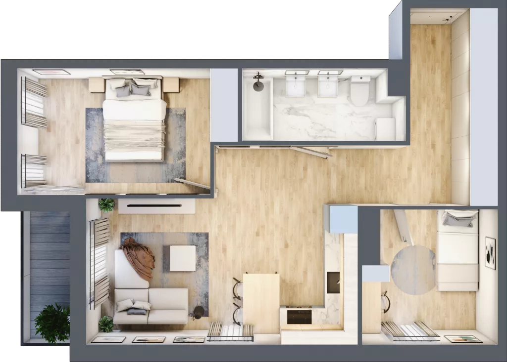 3 pokoje, mieszkanie 57,86 m², piętro 2, oferta nr D/M12/2, Stara Cegielnia etap III, Mielec, ul. Wojsławska 1