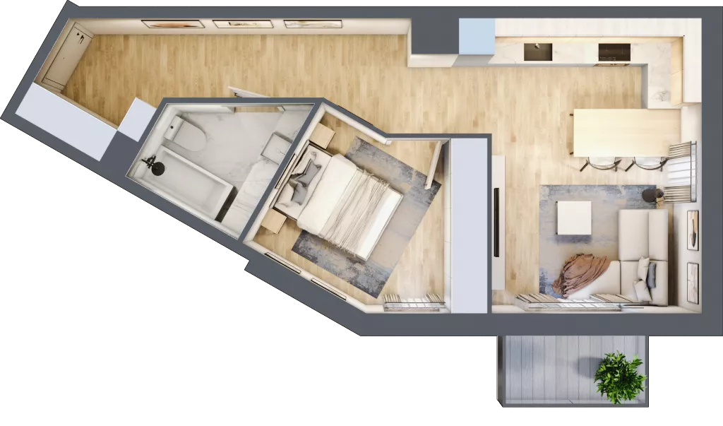 2 pokoje, mieszkanie 43,70 m², piętro 2, oferta nr D/M16/2, Stara Cegielnia etap III, Mielec, ul. Wojsławska 1