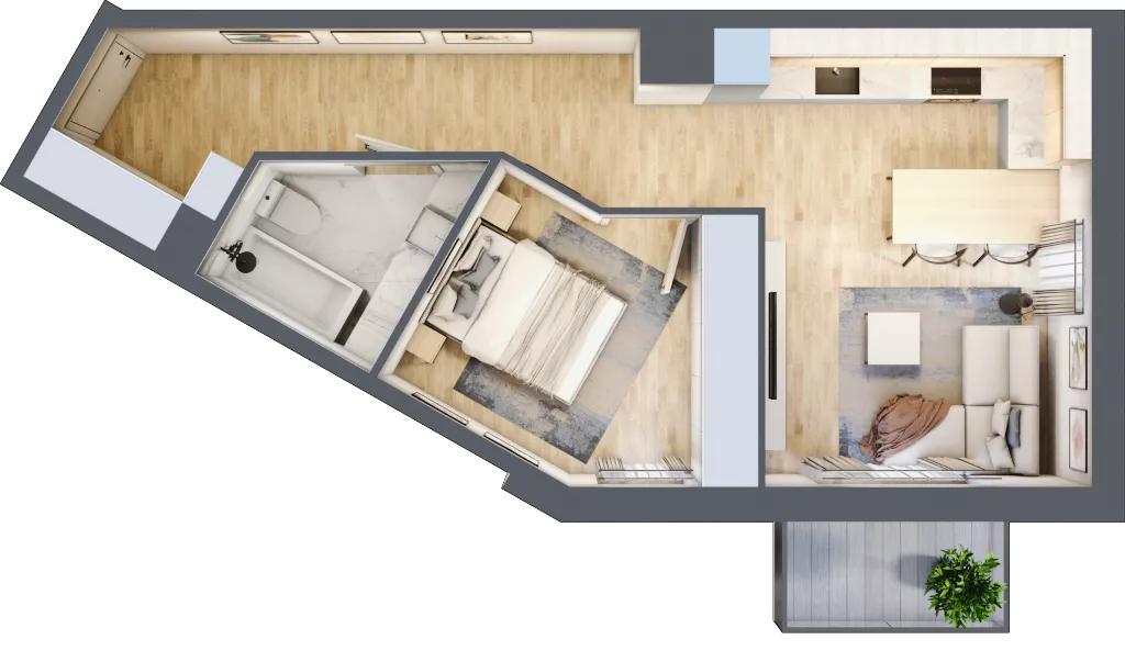 2 pokoje, mieszkanie 43,70 m², piętro 3, oferta nr D/M25/3, Stara Cegielnia etap III, Mielec, ul. Wojsławska 1