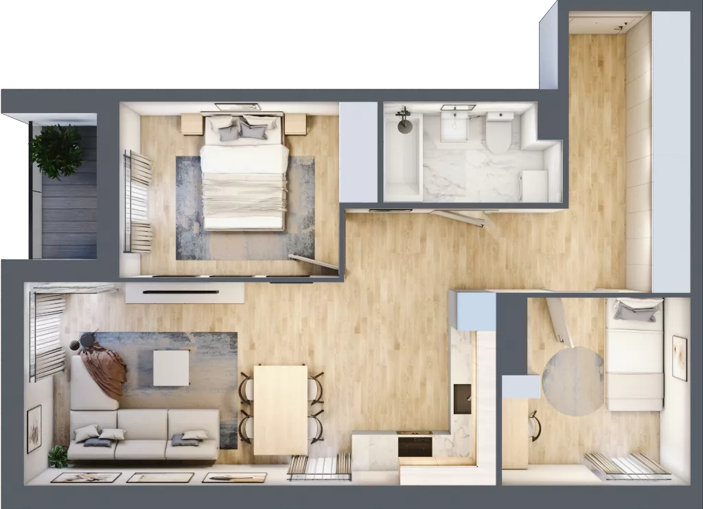 3 pokoje, mieszkanie 58,67 m², piętro 5, oferta nr D/M38/5, Stara Cegielnia etap III, Mielec, ul. Wojsławska 1