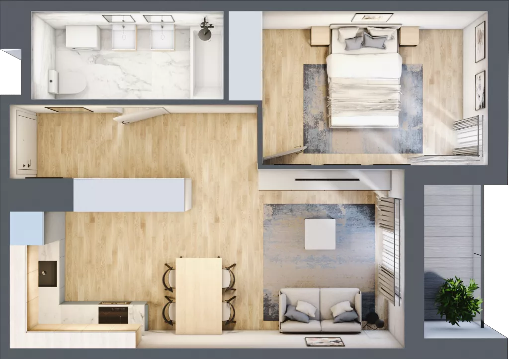 2 pokoje, mieszkanie 44,31 m², piętro 3, oferta nr D/M24/3, Stara Cegielnia etap III, Mielec, ul. Wojsławska 1