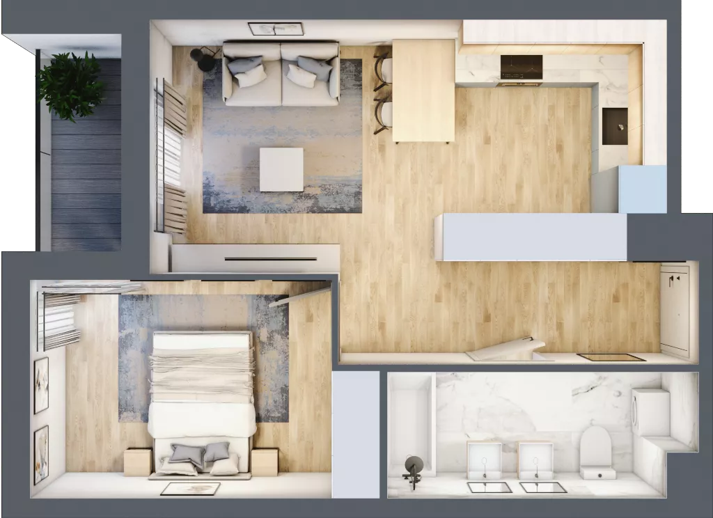 2 pokoje, mieszkanie 42,36 m², piętro 1, oferta nr D/M3/1, Stara Cegielnia etap III, Mielec, ul. Wojsławska 1