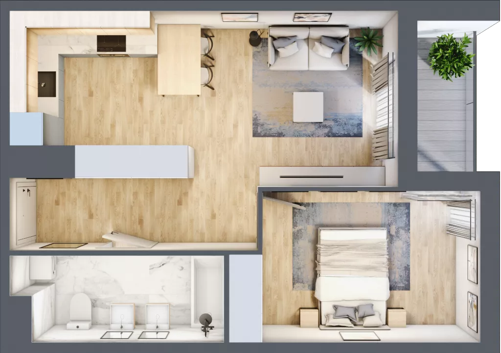 2 pokoje, mieszkanie 44,55 m², piętro 2, oferta nr D/M13/2, Stara Cegielnia etap III, Mielec, ul. Wojsławska 1