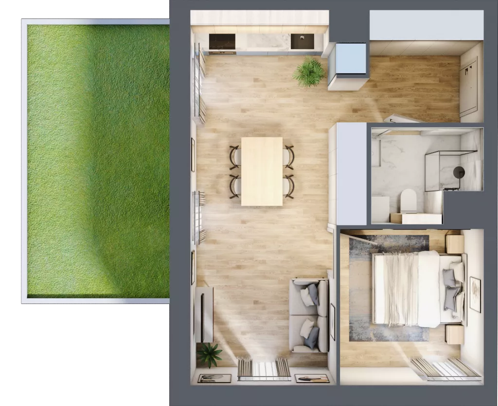 2 pokoje, mieszkanie 42,74 m², parter, oferta nr B.M004, Oh! Praga, Warszawa, Praga Północ, Szmulki, ul. Białostocka 5D