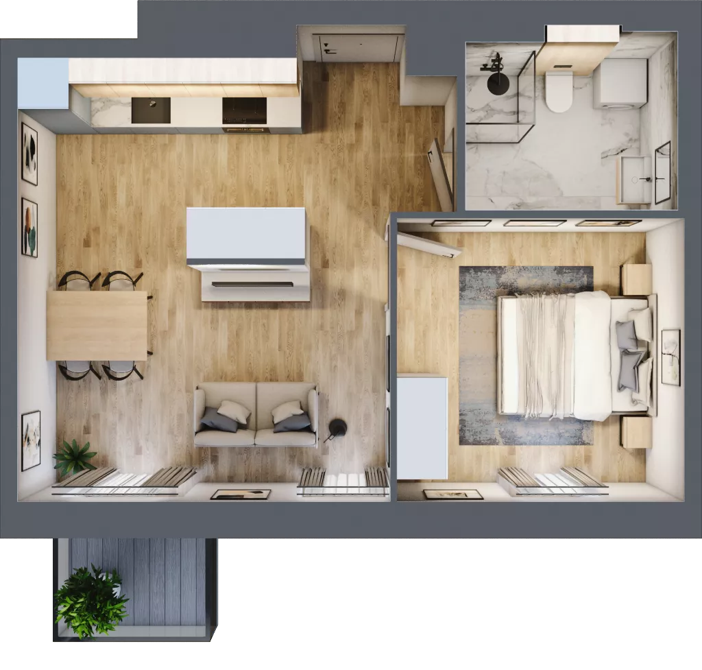 2 pokoje, mieszkanie 41,91 m², piętro 1, oferta nr A.M009, Oh! Praga, Warszawa, Praga Północ, Szmulki, ul. Białostocka 5D