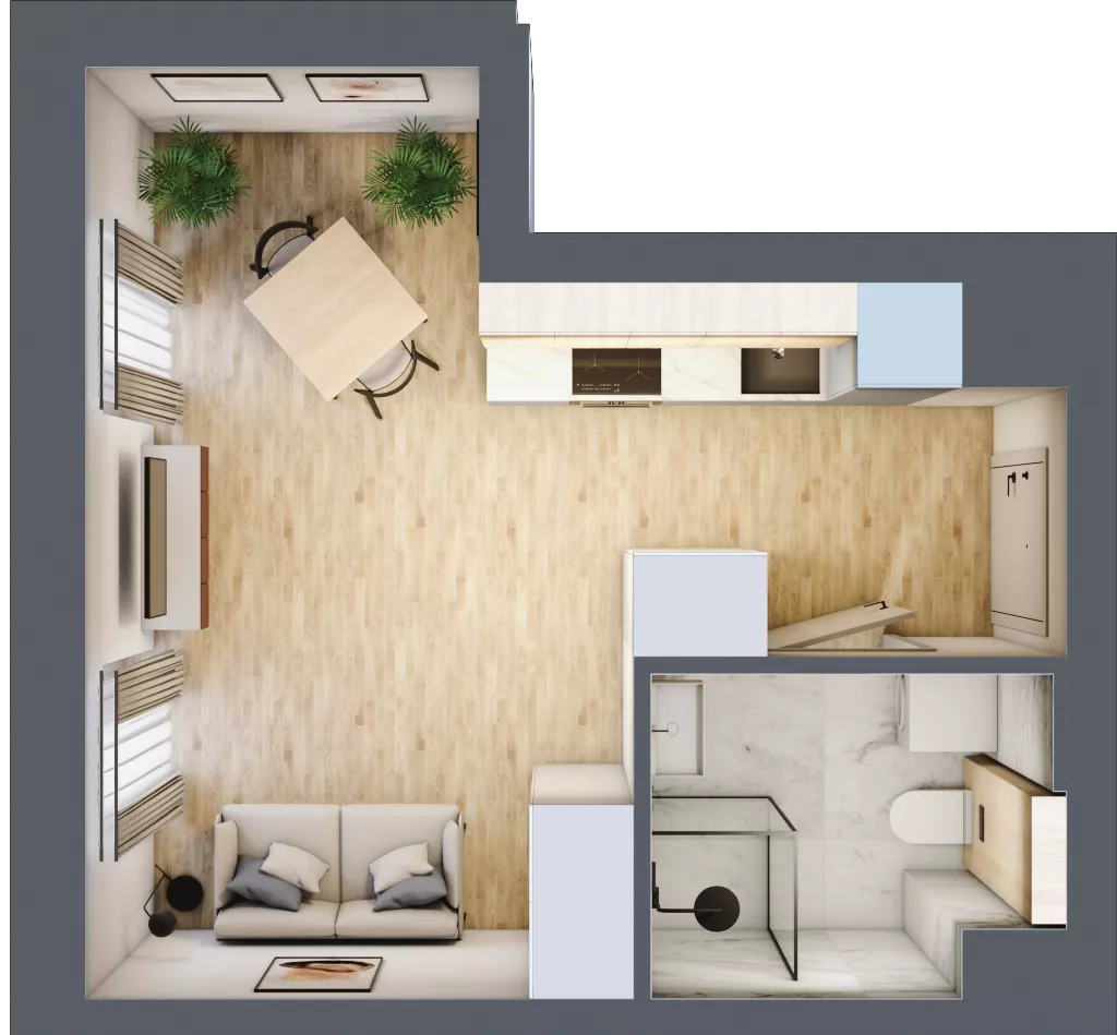 1 pokój, mieszkanie 24,89 m², piętro 1, oferta nr A.M013, Oh! Praga, Warszawa, Praga Północ, Szmulki, ul. Białostocka 5D