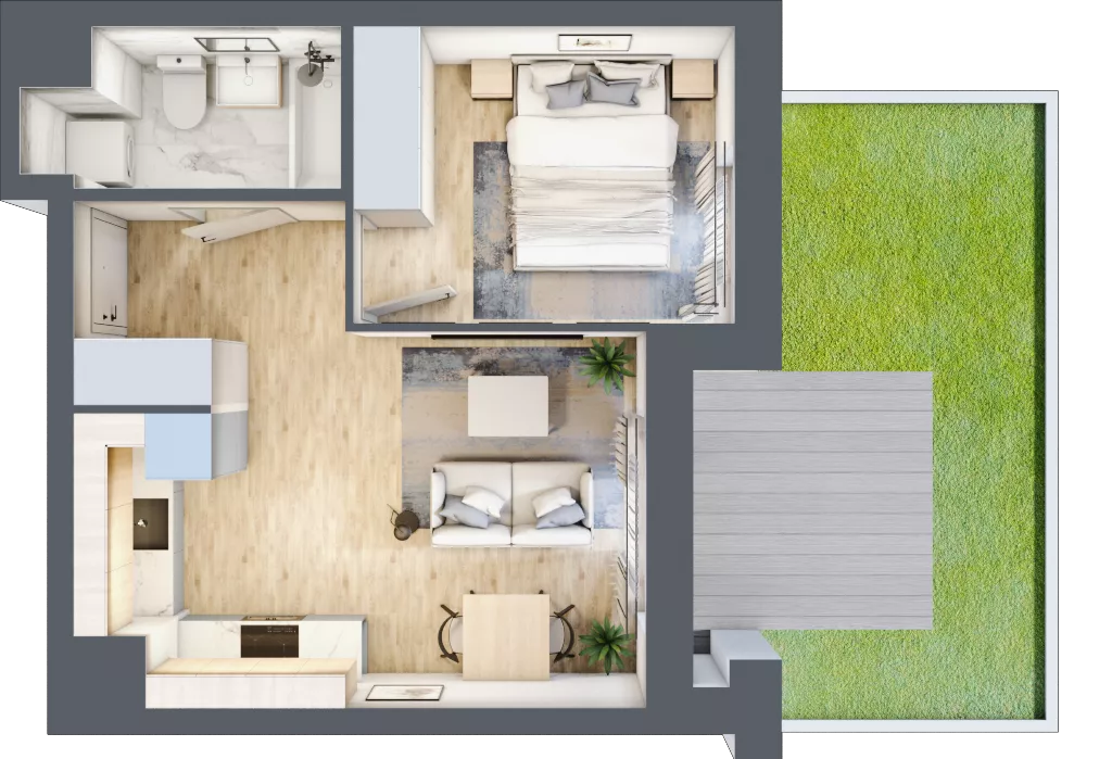 2 pokoje, mieszkanie 32,34 m², parter, oferta nr M001, SeaBreeze, Świnoujście, Osiedle Matejki, ul. Jana Matejki 41