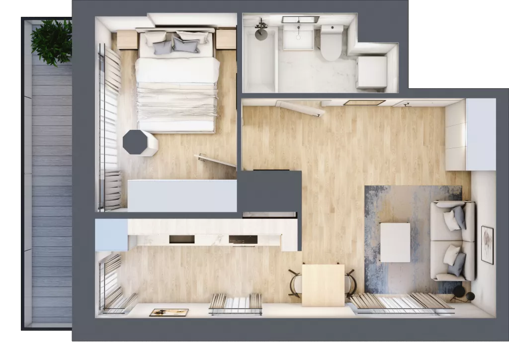 2 pokoje, mieszkanie 35,69 m², piętro 1, oferta nr M103, SeaBreeze, Świnoujście, Osiedle Matejki, ul. Jana Matejki 41