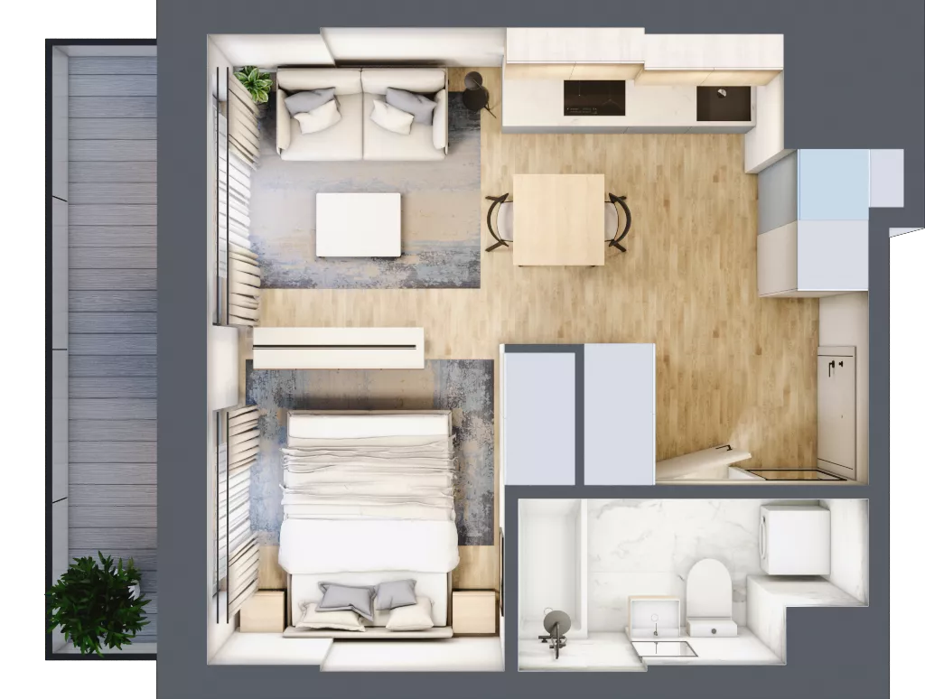 1 pokój, mieszkanie 28,20 m², piętro 1, oferta nr M106, SeaBreeze, Świnoujście, Osiedle Matejki, ul. Jana Matejki 41