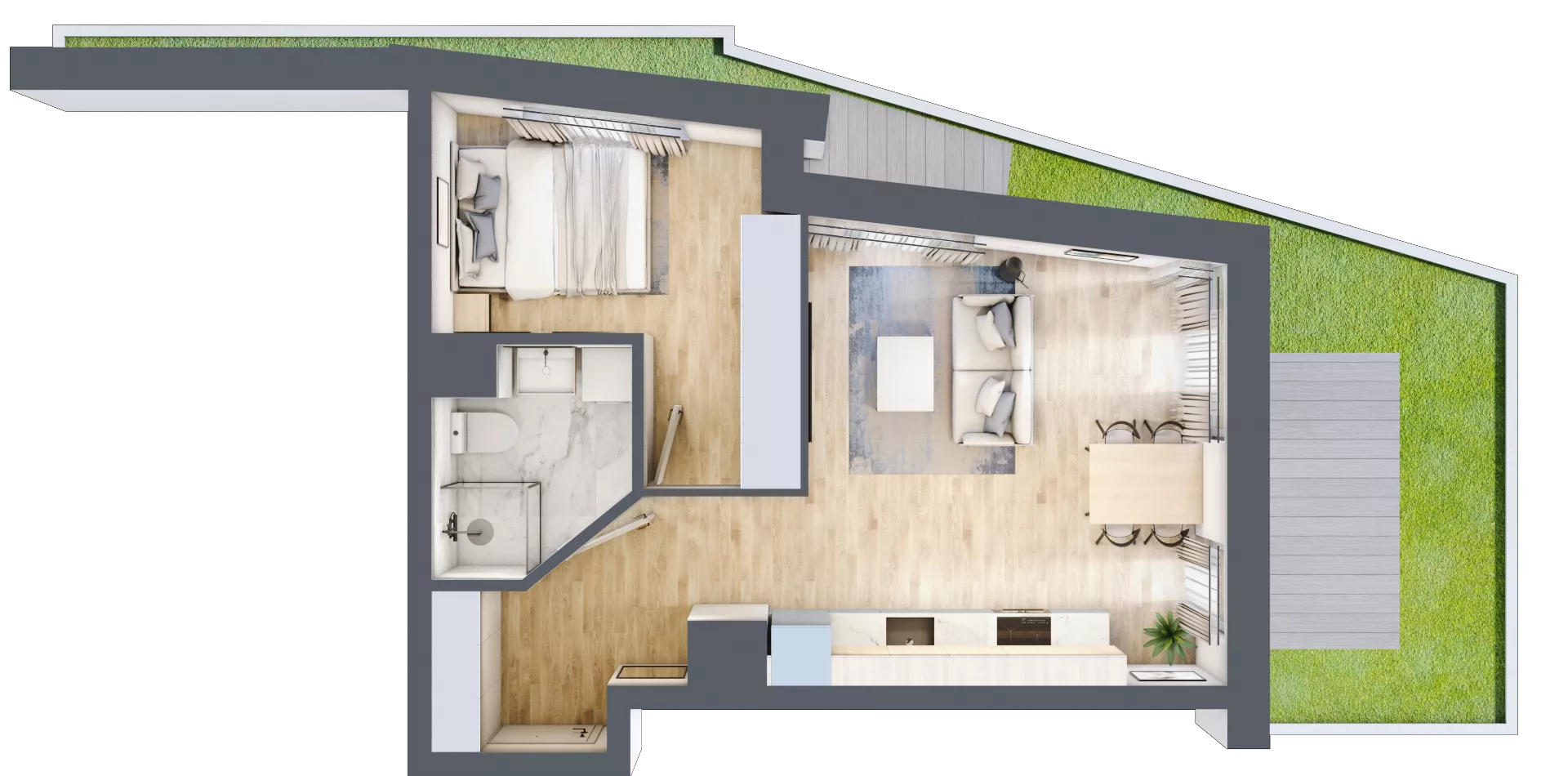 2 pokoje, mieszkanie 38,38 m², parter, oferta nr M003, SeaBreeze, Świnoujście, Osiedle Matejki, ul. Jana Matejki 41