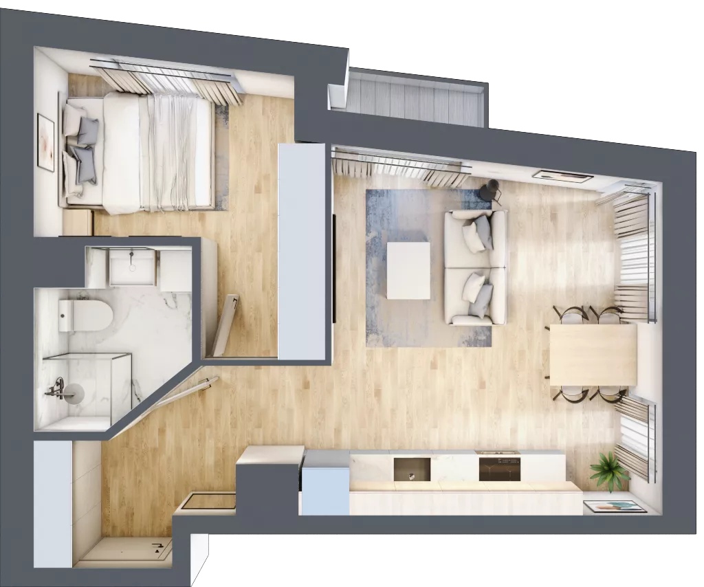 2 pokoje, mieszkanie 38,38 m², piętro 2, oferta nr M214, SeaBreeze, Świnoujście, Osiedle Matejki, ul. Jana Matejki 41