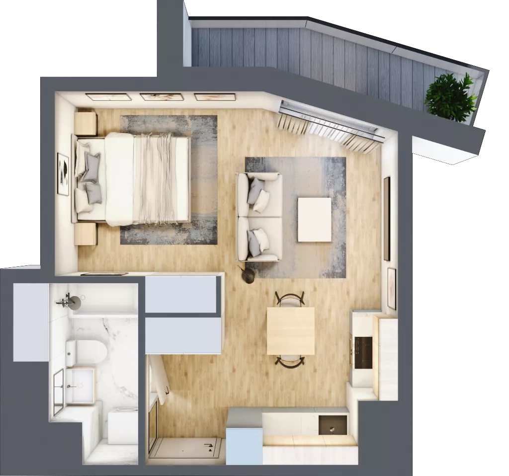 1 pokój, mieszkanie 32,29 m², piętro 5, oferta nr M501, SeaBreeze, Świnoujście, Osiedle Matejki, ul. Jana Matejki 41