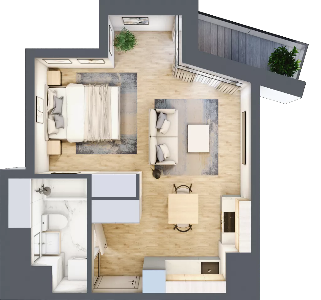 1 pokój, mieszkanie 34,39 m², piętro 4, oferta nr M401, SeaBreeze, Świnoujście, Osiedle Matejki, ul. Jana Matejki 41