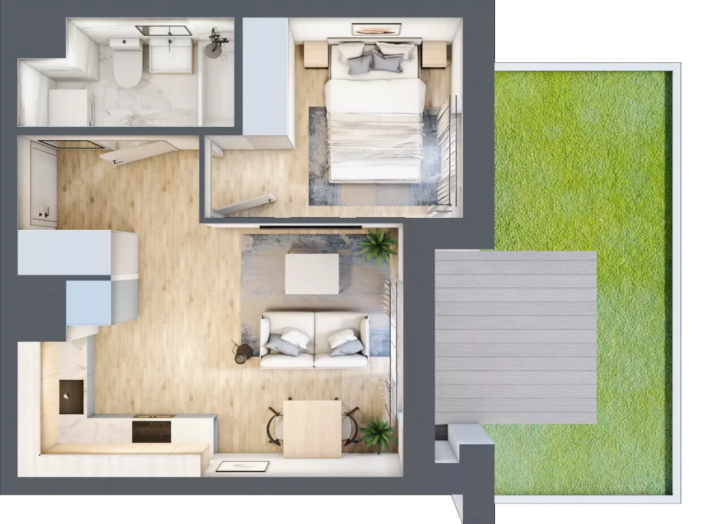 2 pokoje, mieszkanie 31,52 m², parter, oferta nr M002, SeaBreeze, Świnoujście, Osiedle Matejki, ul. Jana Matejki 41
