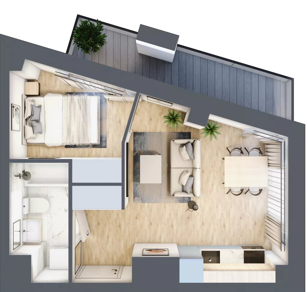2 pokoje, mieszkanie 29,92 m², piętro 1, oferta nr M102, SeaBreeze, Świnoujście, Osiedle Matejki, ul. Jana Matejki 41