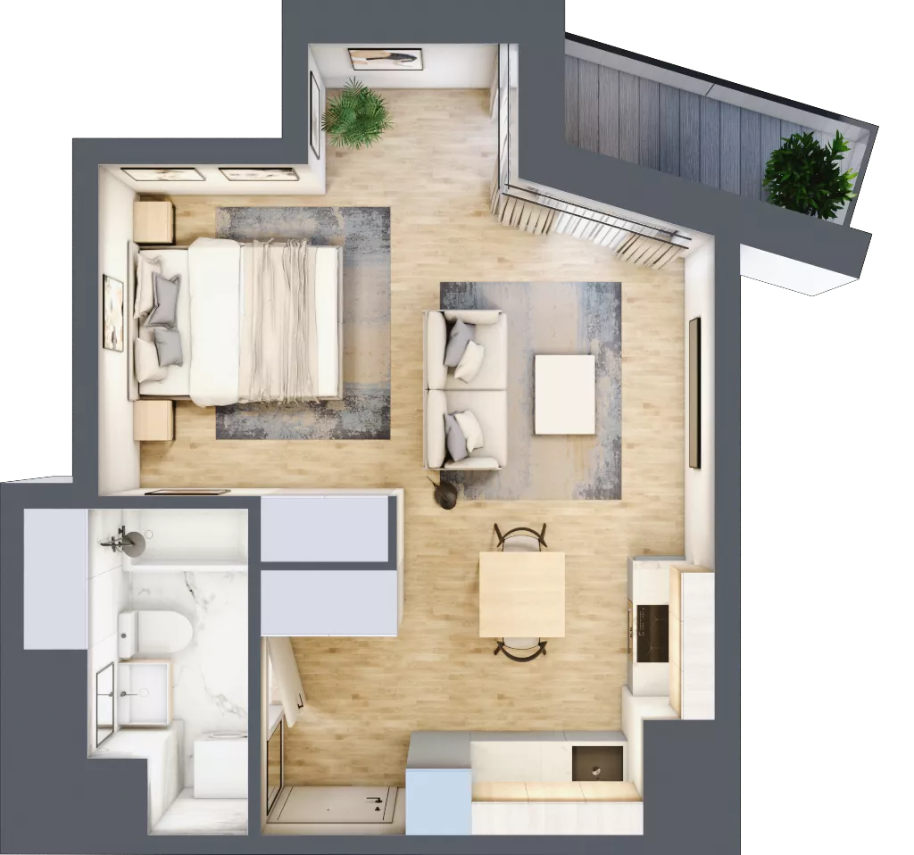 1 pokój, mieszkanie 34,39 m², piętro 2, oferta nr M201, SeaBreeze, Świnoujście, Osiedle Matejki, ul. Jana Matejki 41