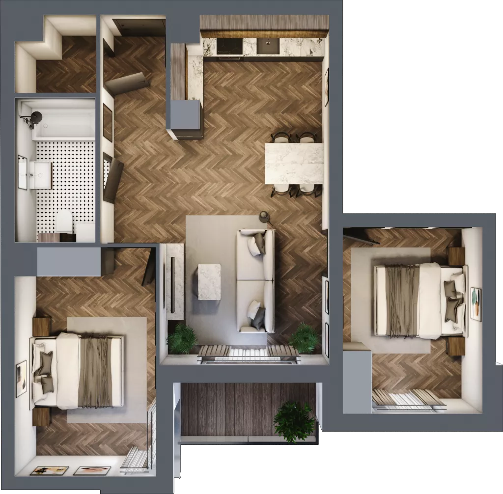 3 pokoje, mieszkanie 62,05 m², piętro 3, oferta nr M27, Trybuny Ludów 3, Kraków, Podgórze Duchackie, Wola Duchacka, ul. Trybuny Ludów 3