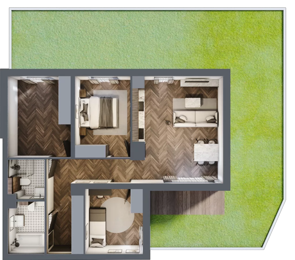 4 pokoje, mieszkanie 75,16 m², parter, oferta nr M1, Trybuny Ludów 3, Kraków, Podgórze Duchackie, Wola Duchacka, ul. Trybuny Ludów 3