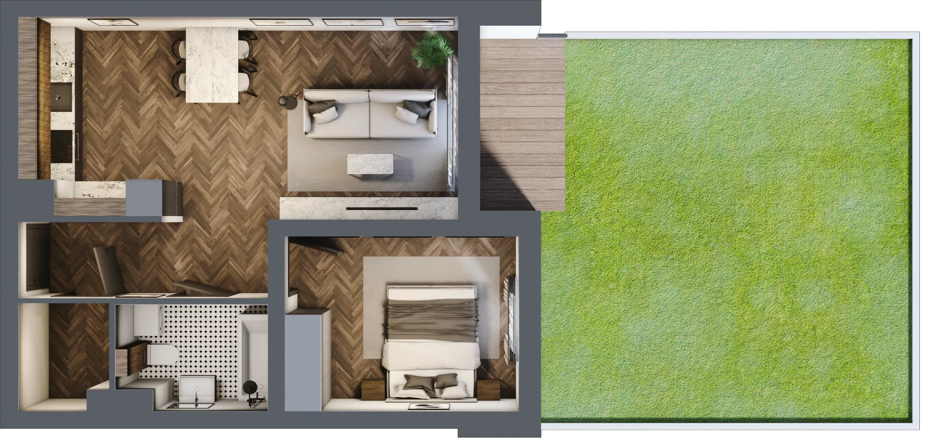 2 pokoje, mieszkanie 46,35 m², parter, oferta nr M3, Trybuny Ludów 3, Kraków, Podgórze Duchackie, Wola Duchacka, ul. Trybuny Ludów 3