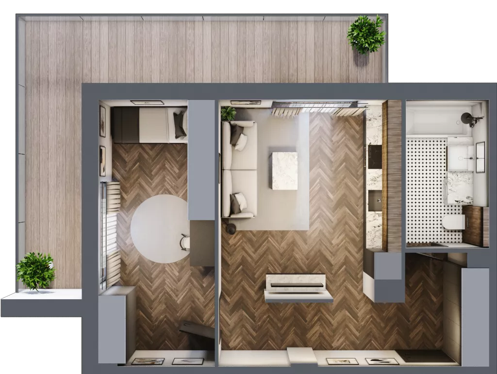 2 pokoje, mieszkanie 48,44 m², piętro 2, oferta nr B1.25, Zdrojowa Park, Busko-Zdrój, ul. Prof. W. Grotta