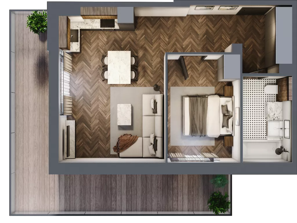 2 pokoje, mieszkanie 47,66 m², parter, oferta nr B1.3, Zdrojowa Park, Busko-Zdrój, ul. Prof. W. Grotta