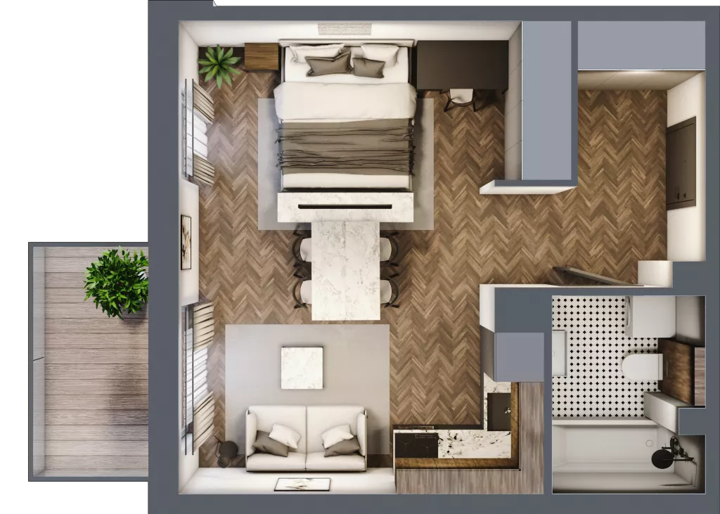 1 pokój, mieszkanie 35,03 m², piętro 2, oferta nr B1.24, Zdrojowa Park, Busko-Zdrój, ul. Prof. W. Grotta