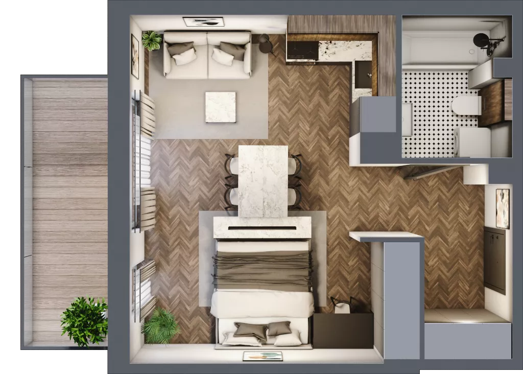 1 pokój, mieszkanie 35,27 m², piętro 3, oferta nr B1.30, Zdrojowa Park, Busko-Zdrój, ul. Prof. W. Grotta