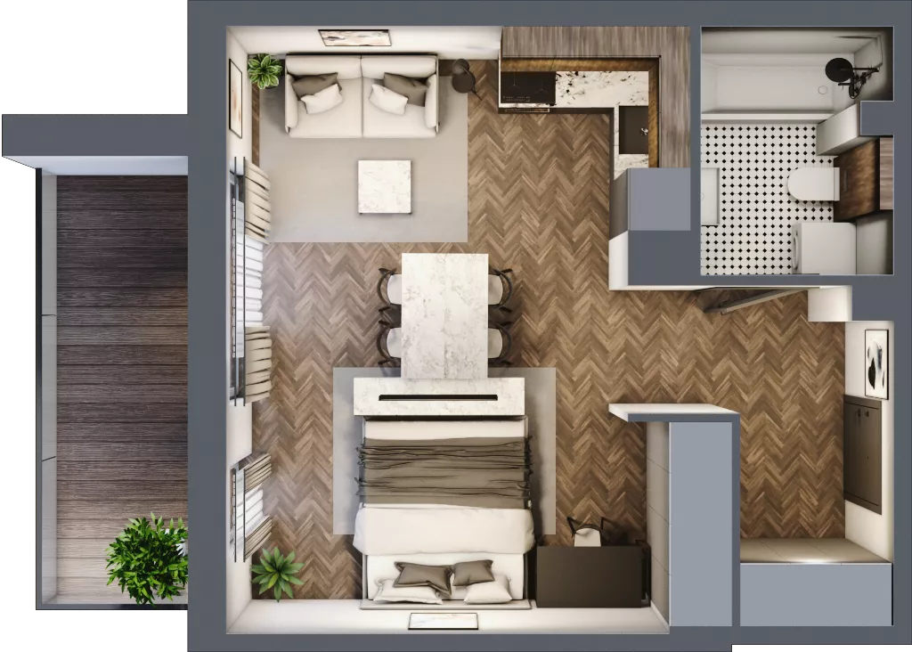 1 pokój, mieszkanie 35,27 m², piętro 2, oferta nr B1.21, Zdrojowa Park, Busko-Zdrój, ul. Prof. W. Grotta
