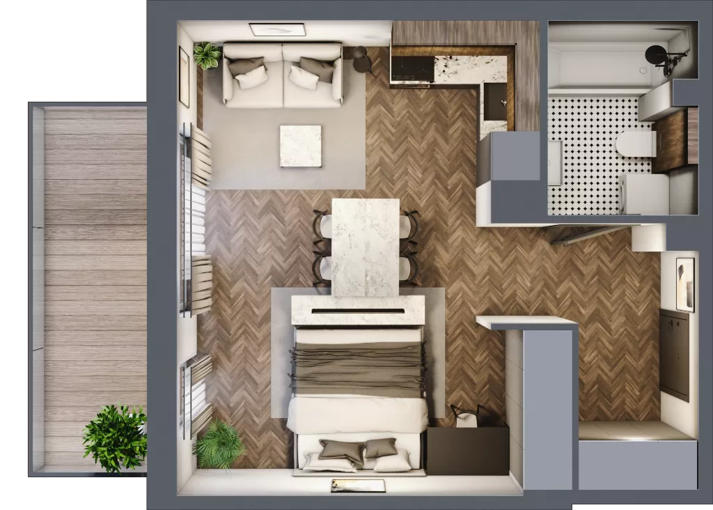 1 pokój, mieszkanie 35,27 m², piętro 1, oferta nr B1.13, Zdrojowa Park, Busko-Zdrój, ul. Prof. W. Grotta