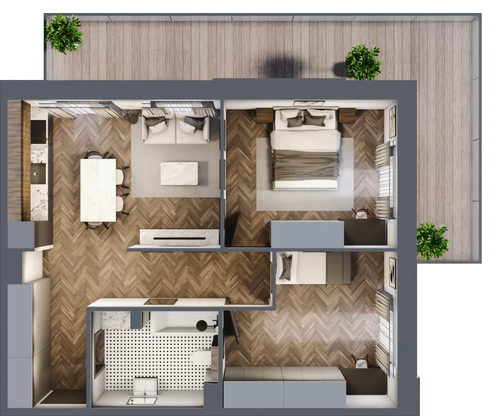 3 pokoje, mieszkanie 57,39 m², parter, oferta nr B1.2, Zdrojowa Park, Busko-Zdrój, ul. Prof. W. Grotta