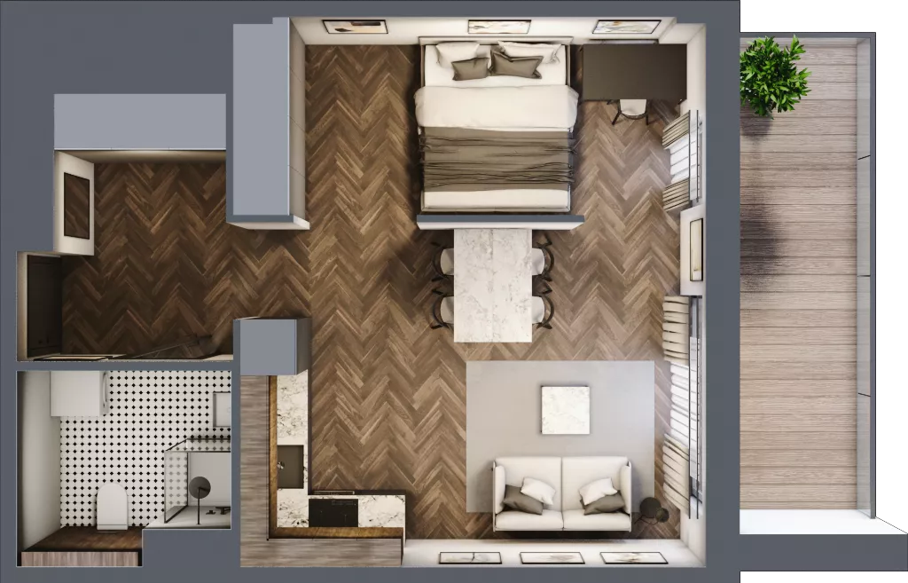 1 pokój, mieszkanie 39,16 m², piętro 3, oferta nr B1.36, Zdrojowa Park, Busko-Zdrój, ul. Prof. W. Grotta