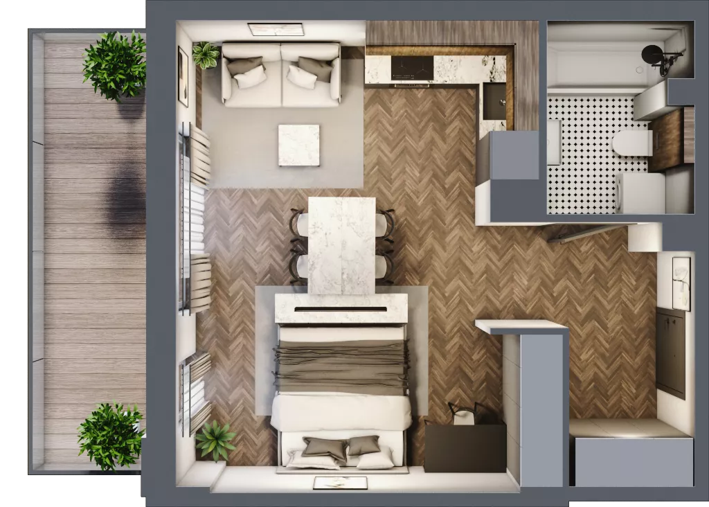 1 pokój, mieszkanie 35,24 m², parter, oferta nr B1.4, Zdrojowa Park, Busko-Zdrój, ul. Prof. W. Grotta