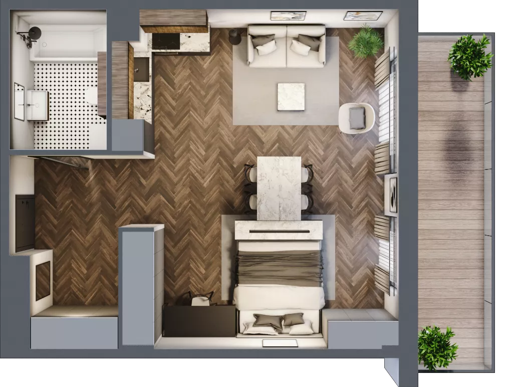 1 pokój, mieszkanie 45,17 m², piętro 3, oferta nr B1.27, Zdrojowa Park, Busko-Zdrój, ul. Prof. W. Grotta