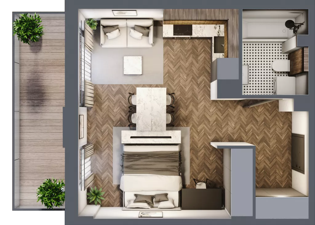 1 pokój, mieszkanie 35,31 m², parter, oferta nr B1.6, Zdrojowa Park, Busko-Zdrój, ul. Prof. W. Grotta