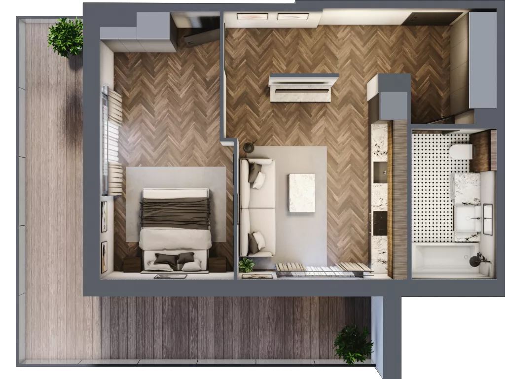 2 pokoje, mieszkanie 48,01 m², piętro 1, oferta nr B1.12, Zdrojowa Park, Busko-Zdrój, ul. Prof. W. Grotta