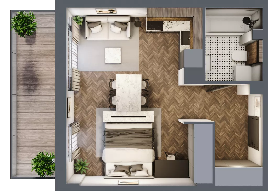 1 pokój, mieszkanie 35,31 m², piętro 3, oferta nr B1.32, Zdrojowa Park, Busko-Zdrój, ul. Prof. W. Grotta