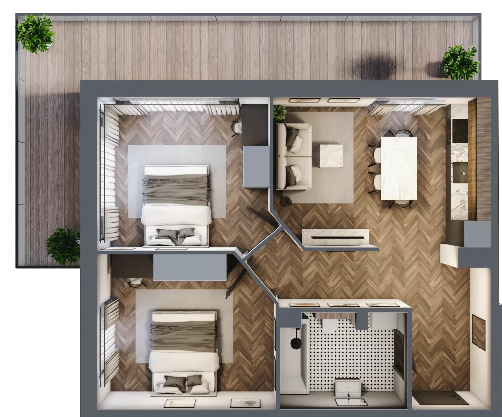 3 pokoje, mieszkanie 59,45 m², piętro 3, oferta nr B1.35, Zdrojowa Park, Busko-Zdrój, ul. Prof. W. Grotta