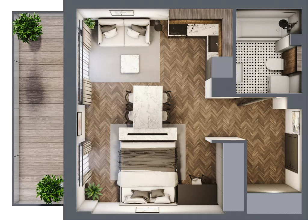 1 pokój, mieszkanie 35,31 m², piętro 2, oferta nr B1.23, Zdrojowa Park, Busko-Zdrój, ul. Prof. W. Grotta