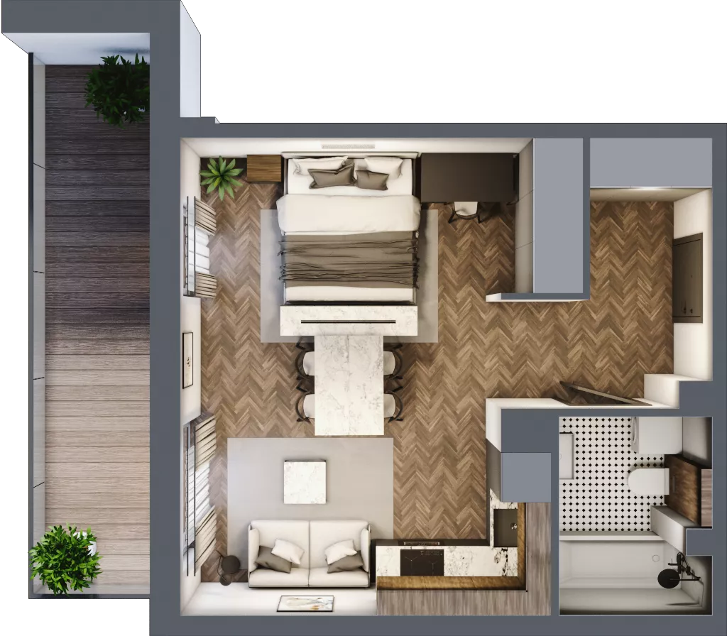 1 pokój, mieszkanie 35,04 m², parter, oferta nr B1.7, Zdrojowa Park, Busko-Zdrój, ul. Prof. W. Grotta