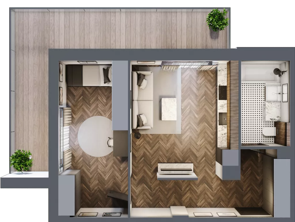 2 pokoje, mieszkanie 47,80 m², parter, oferta nr B1.8, Zdrojowa Park, Busko-Zdrój, ul. Prof. W. Grotta