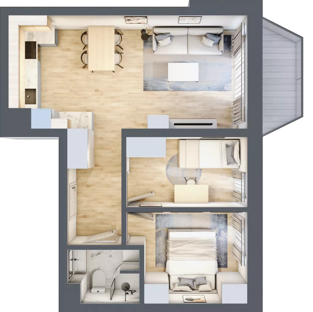 3 pokoje, mieszkanie 49,76 m², piętro 4, oferta nr A14, Kiepury 33, Jelenia Góra, Zabobrze, ul. Jana Kiepury