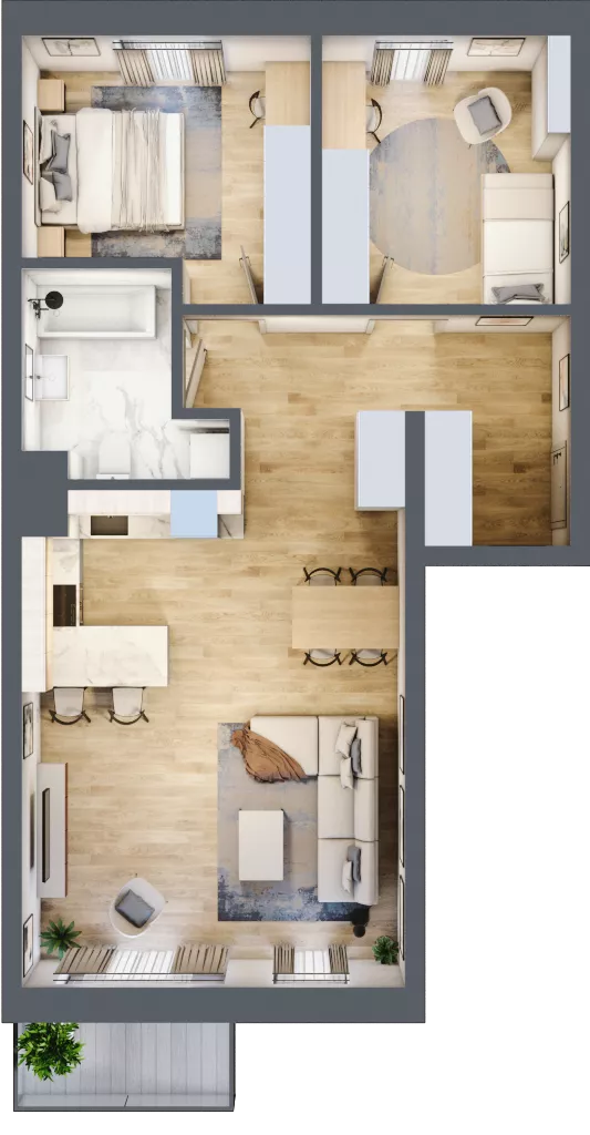 3 pokoje, mieszkanie 71,27 m², piętro 2, oferta nr D08, Kiepury 33, Jelenia Góra, Zabobrze, ul. Jana Kiepury
