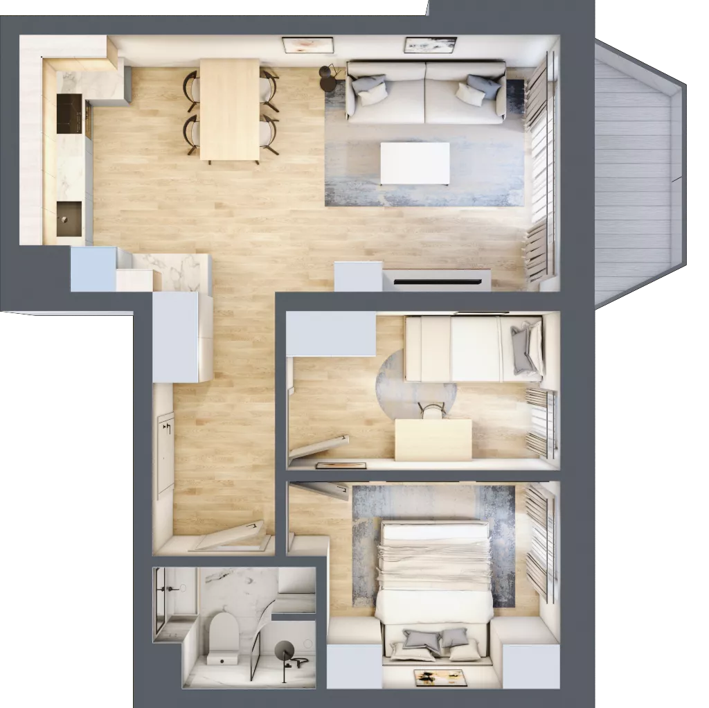 3 pokoje, mieszkanie 49,76 m², piętro 4, oferta nr B13, Kiepury 33, Jelenia Góra, Zabobrze, ul. Jana Kiepury