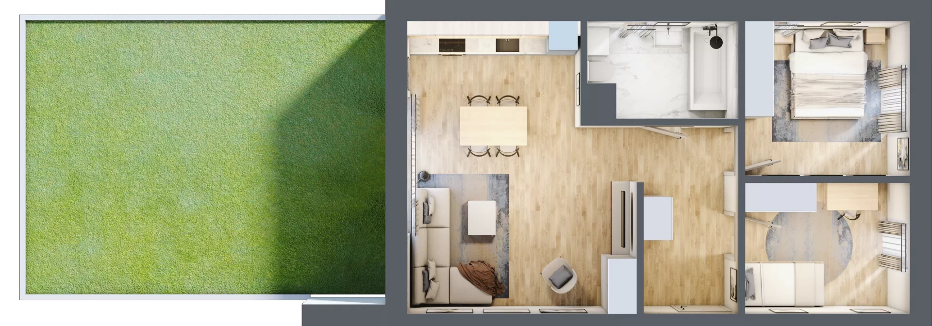 3 pokoje, mieszkanie 61,44 m², parter, oferta nr H03, Kiepury 33, Jelenia Góra, Zabobrze, ul. Jana Kiepury