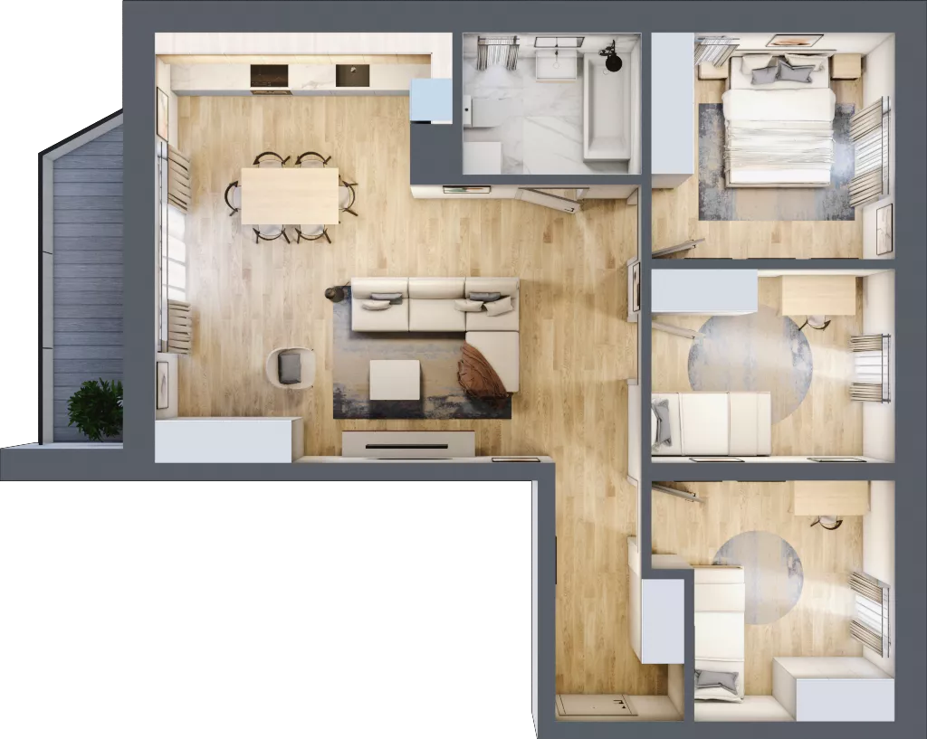 4 pokoje, mieszkanie 78,02 m², piętro 1, oferta nr H06, Kiepury 33, Jelenia Góra, Zabobrze, ul. Jana Kiepury